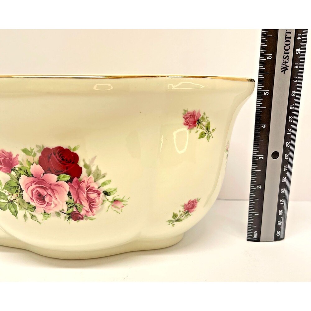 Formalities by Baum Bros Victorian Rose Large Scalloped Oval Bowl 11x8x5.5"-VTG - Picture 11 of 13
